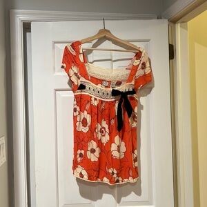 Ric Rac (Anthropologie) cap sleeve blouse with bow